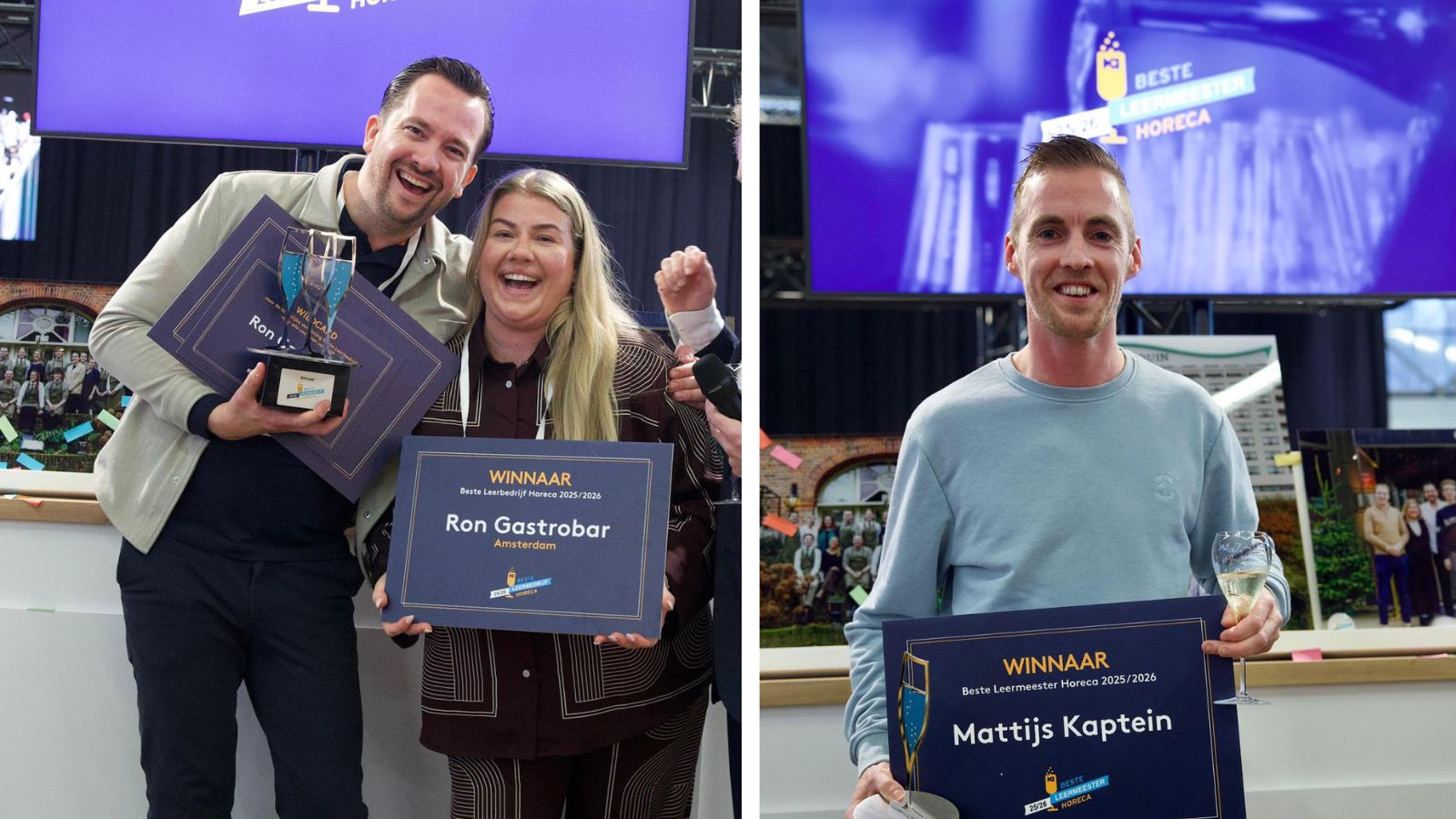 Foto links: Jeroen Oosterveen en Robin van den Pol van Ron Gastrobar, foto rechts: Mattijs Kaptein